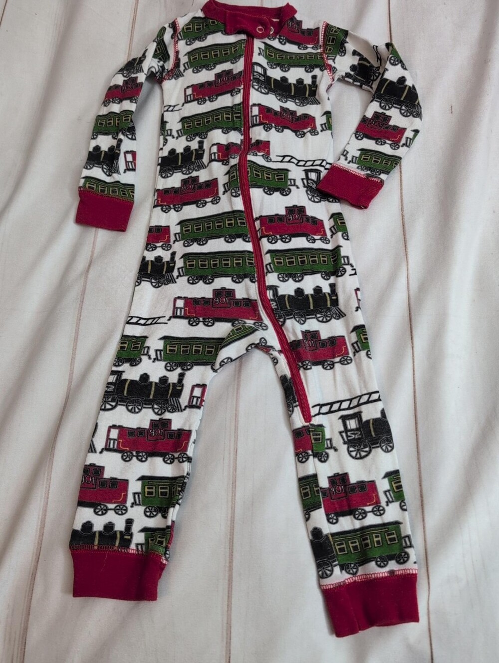 Lazy One Caboose Train Flapjack Pajamas 18M Baby One Piece Christmas PJs